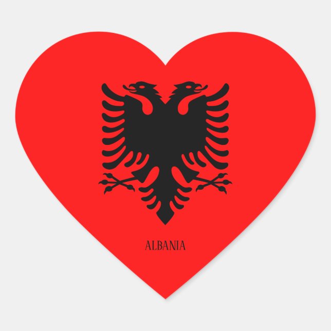 Sticker Cœur Albanie Drapeau patriotique (Devant)
