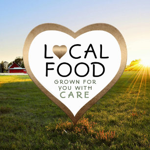 Sticker Cœur Alimentation locale pour vous avec soin Bronze Coe