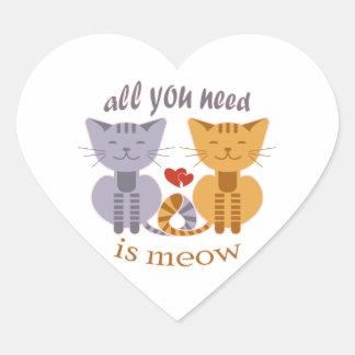 Sticker Cœur All you need is meow Valentine cats