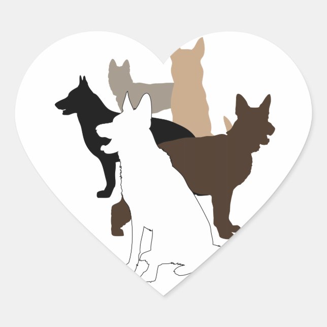 Sticker Cœur Allemand Berger Diversité et amour (Devant)