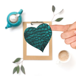 Sticker Cœur Alligator Turquoise Faux Cuir
