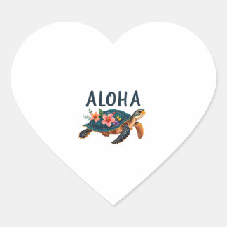 Sticker Cœur Aloha Hawaii Hawaiian-Shirt Turtle Hibiscus Kids G