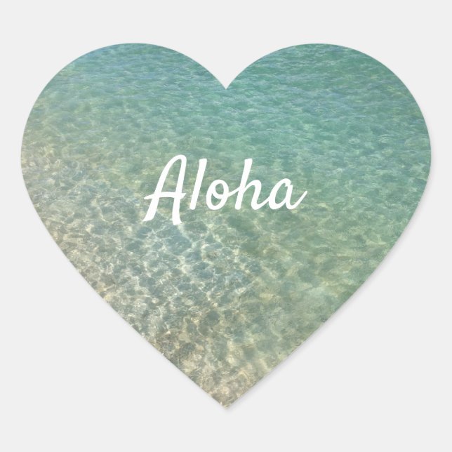 Sticker Cœur Aloha Océan Hawaii (Devant)