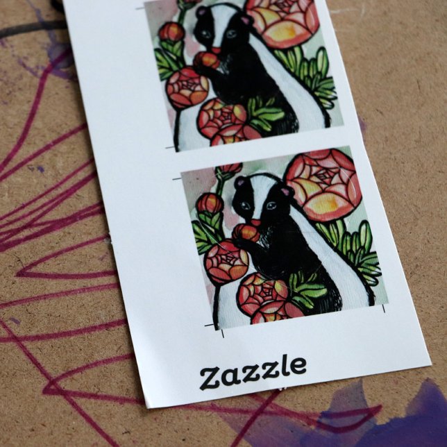 Sticker Cœur Amateurs De Skunk Cute Ranunculus Fleurs Roses (Créateur téléchargé)