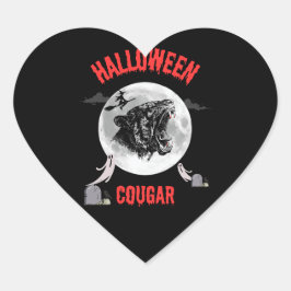 Sticker Cœur american cougar on halloween night with crows
