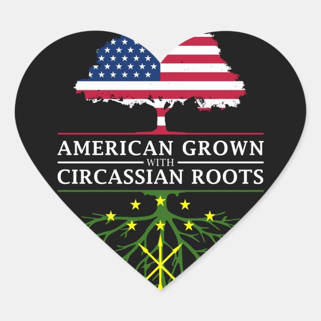 Sticker Cœur American Grosse avec Circassian Roots Circassia (Devant)