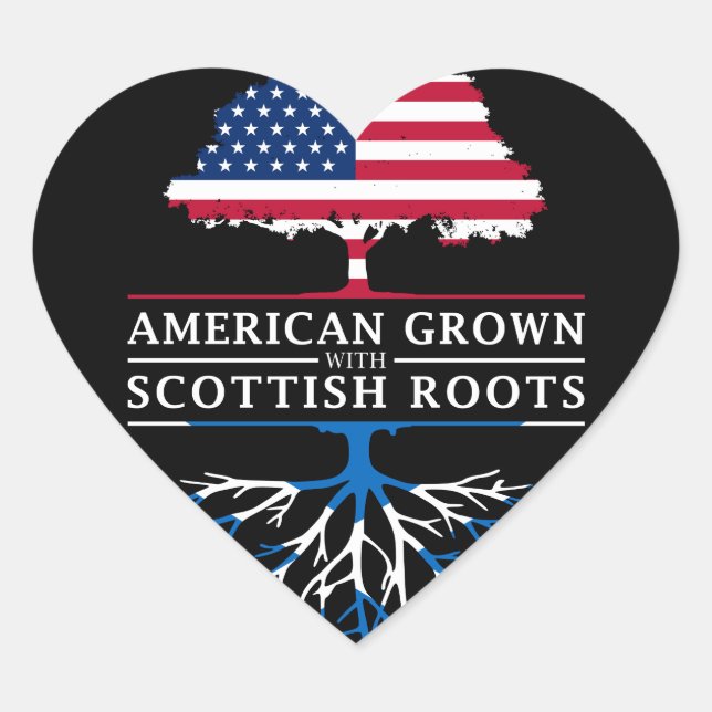 Sticker Cœur American Grosse avec Scottish Roots Scotland (Devant)