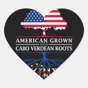 Sticker Cœur American Grown avec Cape Verdean    RootsCabo