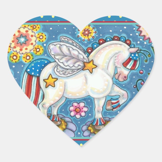 Sticker Cœur AMÉRICANA WHIMSYNICKER PATRIOTIQUE PONY Imaginaire (Devant)