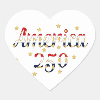 Sticker Cœur Amérique 250 Rouge, Blanc Bleu Faux Or