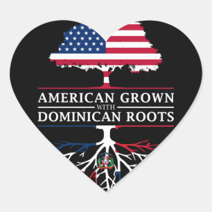 Sticker Cœur Amérique grandit avec les racines dominicaines dom