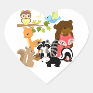 Sticker Cœur Amis de forêt