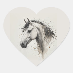 Sticker Cœur Amour Beau Cheval Andalou Animal Art