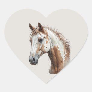 Sticker Cœur Amour Beau Cheval De Peinture Animal Art