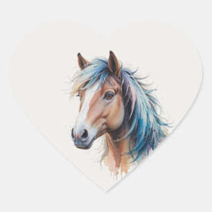 Sticker Cœur Amour Beau Cheval Shetland Animal Art