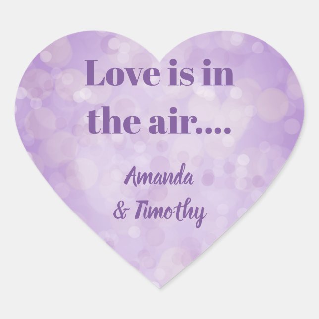 Sticker Cœur Amour Bokeh Violet est dans l'air couple (Devant)
