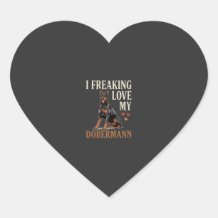Sticker Cœur Amour de Dobermann Amateur de Chien