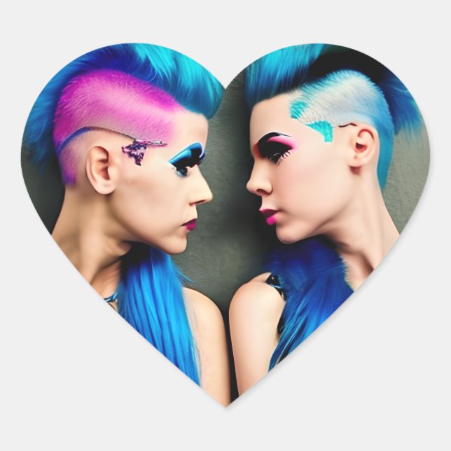Sticker Cœur Amour de fille | LGBTQ+ Couple AI Art (Devant)