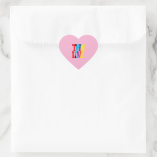 Sticker Cœur Amour de vrais jumeaux de couleur