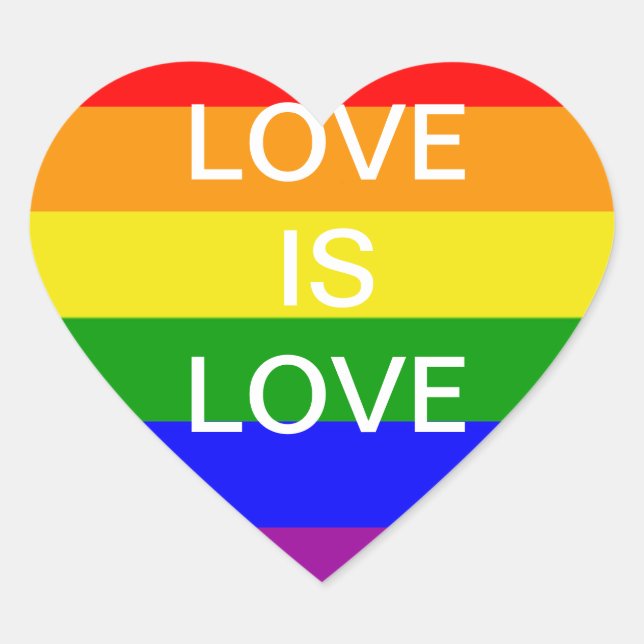 Sticker Cœur amour drapeau arc-en-ciel (Devant)