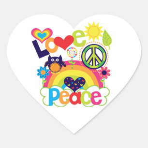 Sticker Cœur Amour et paix bébé