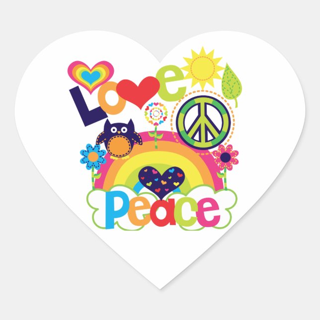 Sticker Cœur Amour et paix bébé (Devant)