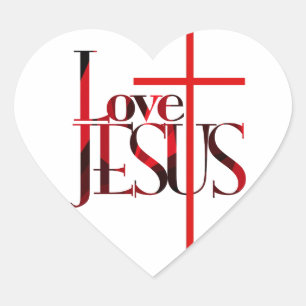 Sticker Cœur Amour Jésus et la croix