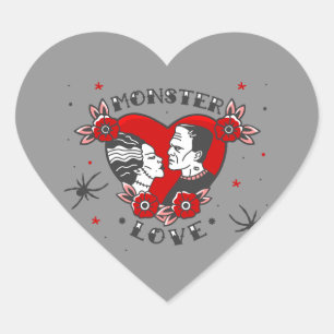 Sticker Cœur amour monstreux rockabilly frankenstein valentin