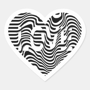 Sticker Cœur AMOUR noir blanc rayé coeur moderne