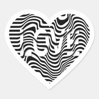 Sticker Cœur AMOUR noir blanc rayé coeur moderne