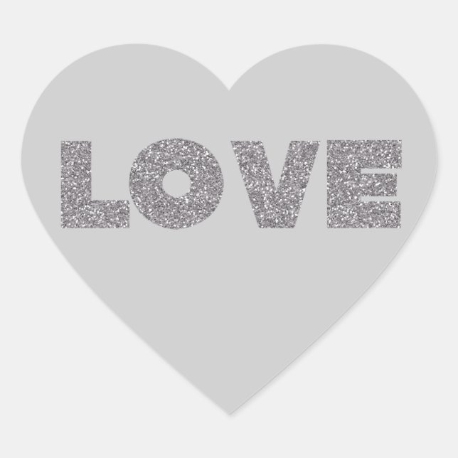 Sticker Cœur Amour Parties scintillant argent (Devant)