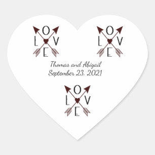 Sticker Cœur Amour Personnalisé avec Flèches Mariage Anniversai