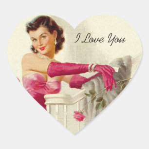 Sticker Cœur Amour rétro des années 1950