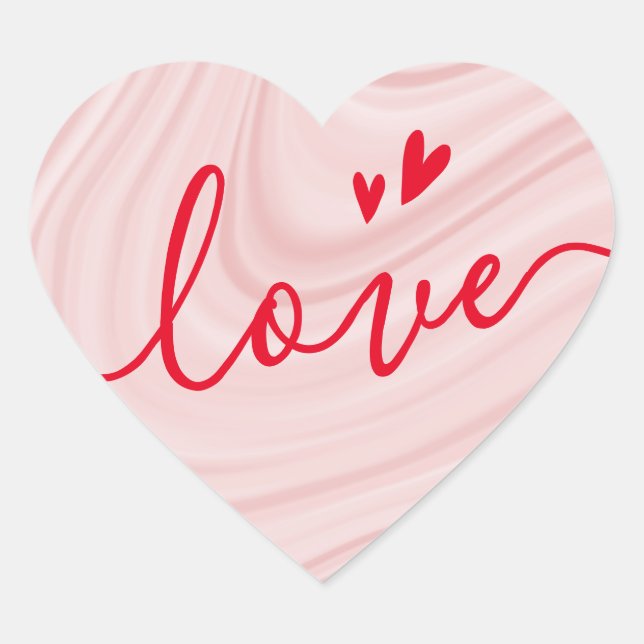 Sticker Cœur Amour - tourbillons de satin rose Saint-Valentin (Devant)