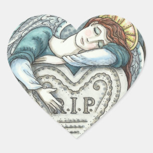STICKER CŒUR AMOUREUX ANGE GUARDIEN, CÉMETTRE MOURNING ART RIP