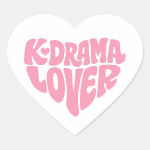 Sticker Cœur Amoureux de Kdrama Typographie Rose Minimaliste Mo