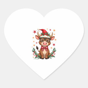 Sticker Cœur Amoureux de vache highland mignon Chapeau de Père