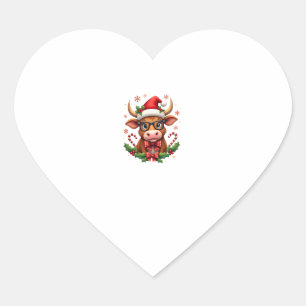 Sticker Cœur Amoureux de vache highland mignonne Chapeau de Pèr