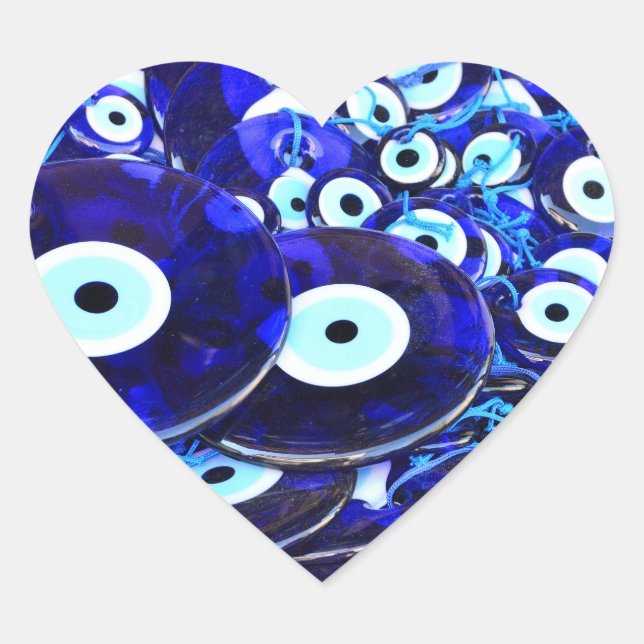 Sticker Cœur Amulettes d'yeux bleues (Devant)