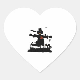 Sticker Cœur Amusant design d'halloween avec épouvantail