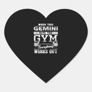 Sticker Cœur Amusant Gemini Gym Design