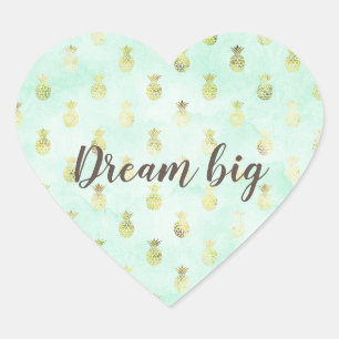 Sticker Cœur Ananas Tropical Glam Gold