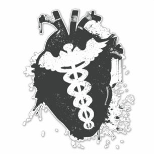 Sticker coeur anatomique de caducée