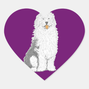 Sticker Cœur Ancien bâton de chien anglais diverses formes