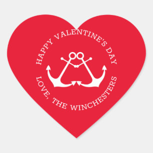 Sticker Cœur ancrages marins Heureuses Saintes-Valentin