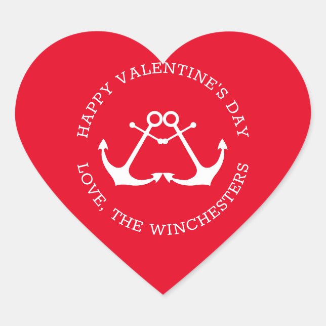 Sticker Cœur ancrages marins Heureuses Saintes-Valentin (Devant)