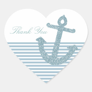 Sticker Cœur Ancre Parties scintillant bleue