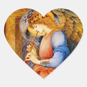 Sticker Cœur Ange avec une trompette