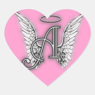 Sticker Cœur Ange Coeur rose Ailes Monogramme