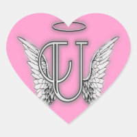 Ange Coeur rose Ailes Monogramme